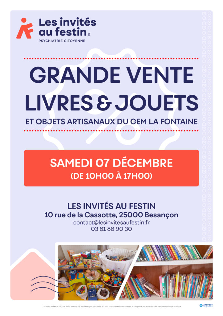 7 décembre 2024 : GRANDE VENTE DE LIVRES ET JOUETS !